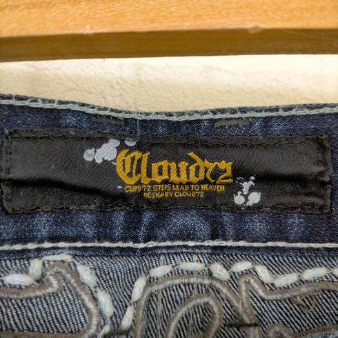 CLOUD72 パイソン x スカル 十字架バックロゴ ローライズカーゴデニムパンツ メンズ 32