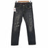ロエン ジーンズ roen jeans 銀糸 スカルワッペン ラインストーン クラッシュブラックデニムパンツ メンズ 30