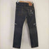 ロエン ジーンズ roen jeans 銀糸 スカルワッペン ラインストーン クラッシュブラックデニムパンツ メンズ 30