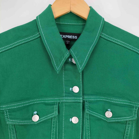 エクスプレス EXPRESS カットオフ ストレッチ クロップドデニムジャケット レディース import:S