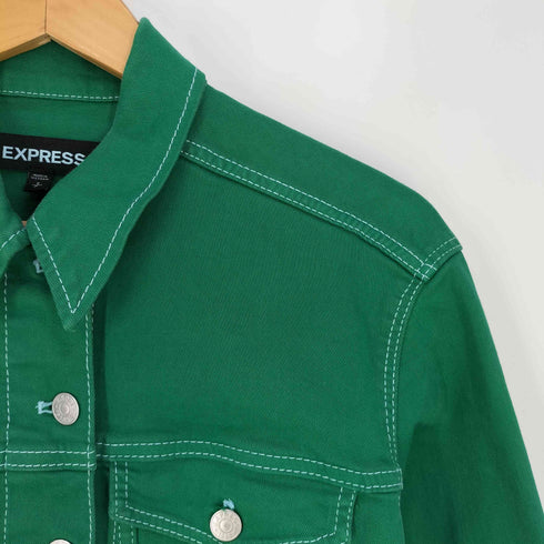 エクスプレス EXPRESS カットオフ ストレッチ クロップドデニムジャケット レディース import:S