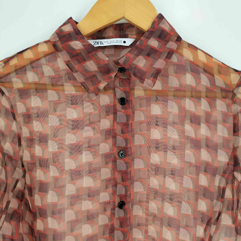 ザラ ZARA Print Organza Blouse プリント オーガンジー ブラウス レディース import:S