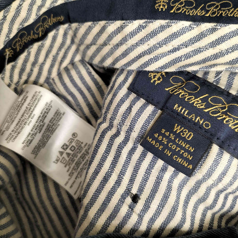 ブルックスブラザーズ BROOKS BROTHERS BAIRD McNUTT社製 IRISH LINEN リネン コットン ノータック スラックスパンツ メンズ W30