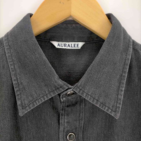 オーラリー AURALEE SELVEDGE SUPER LIGHT DENIM SHIRT WASHED BLACK メンズ JPN:4