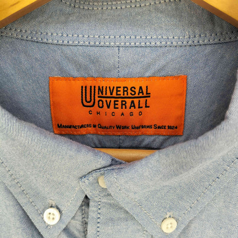 ユニバーサルオーバーオール UNIVERSAL OVERALL ワンポイント刺繍 ボタンダウンシャンブレーシャツ メンズ import:XL