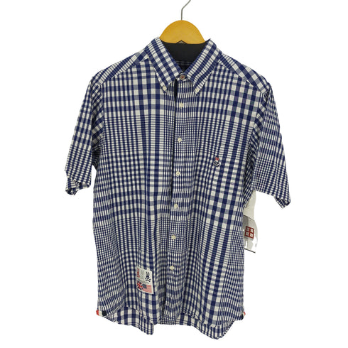 サイコバニー Psycho Bunny ロゴワッペン コットン半袖チェックシャツ メンズ JPN:XL
