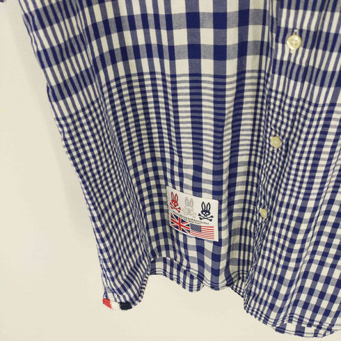 サイコバニー Psycho Bunny ロゴワッペン コットン半袖チェックシャツ メンズ JPN:XL