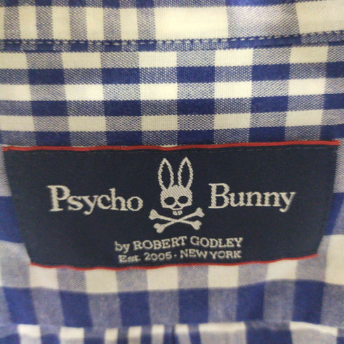サイコバニー Psycho Bunny ロゴワッペン コットン半袖チェックシャツ メンズ JPN:XL