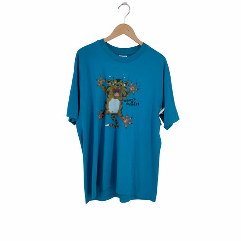 ヘインズ Hanes USA製 Where's MY coffee アニマルプリント シングルステッチ S/S TEE ©87 メンズ import:XL