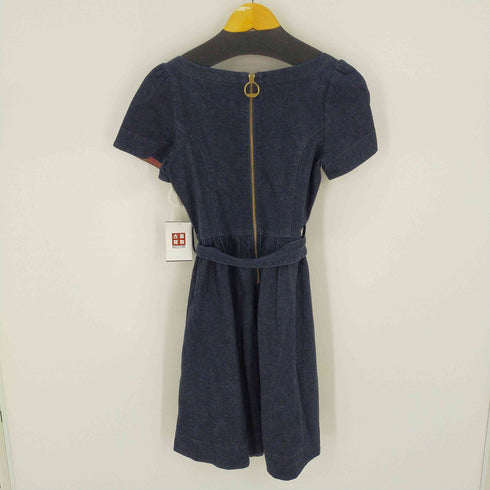 ブルーレーベルクレストブリッジ BLUE LABEL CRESTBRIDGE ベルト付き ノバチェック切替 デニムミニスカワンピース チュニック レディース JPN:36