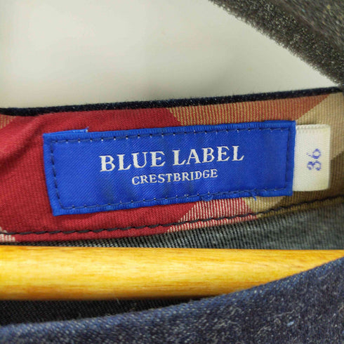 ブルーレーベルクレストブリッジ BLUE LABEL CRESTBRIDGE ベルト付き ノバチェック切替 デニムミニスカワンピース チュニック レディース JPN:36