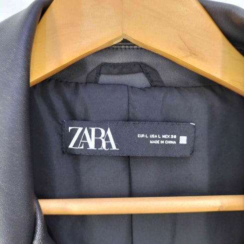 ザラ ZARA DISTRESSED FAUX LEATHER TRENCH COAT フェイクレザートレンチコート レディース import:L