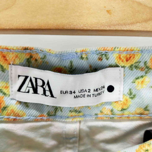 ザラ ZARA デイジーパターンデニムショーツ フラワー 花 レディース JPN:34