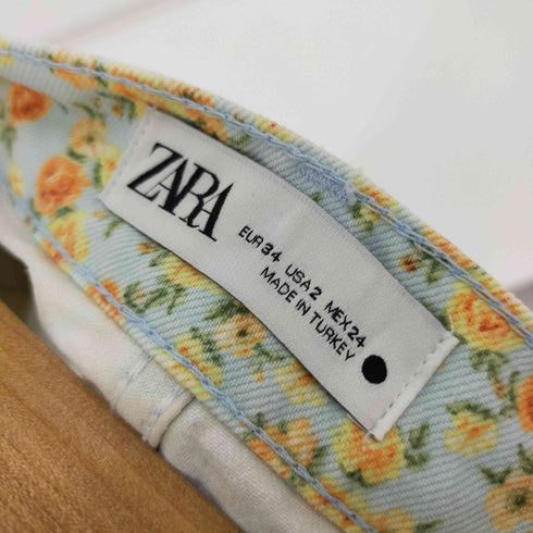 ザラ ZARA デイジーパターンデニムショーツ フラワー 花 レディース JPN:34