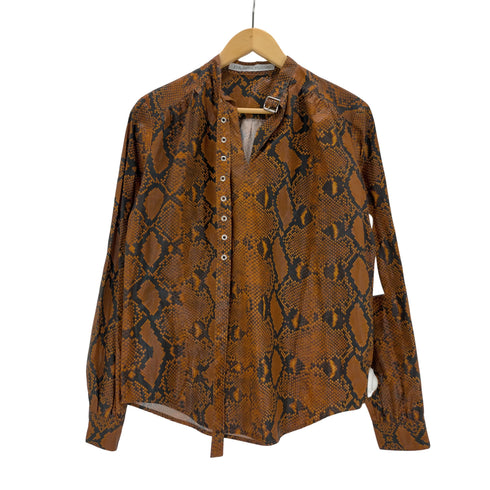 ジョンローレンスサリバン JOHN LAWRENCE SULLIVAN PYTHON COATED COTTON BELTED NECK BLOUSE レディース JPN:M