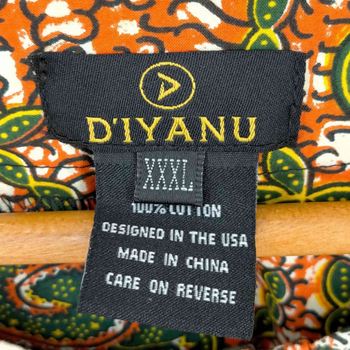 D'IYANU ノーカラー総柄コットングランパシャツ メンズ XXXL