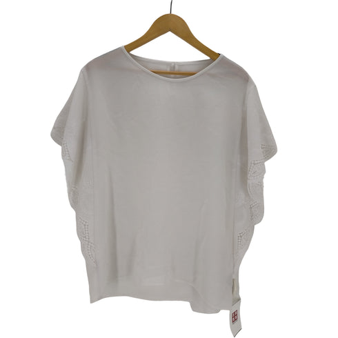 シップス エニィ SHIPS any LACE SLEEVE SQ BL レーススリーブブラウス レディース F