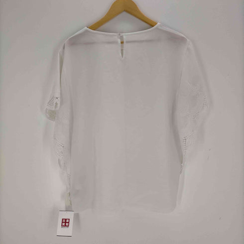 シップス エニィ SHIPS any LACE SLEEVE SQ BL レーススリーブブラウス レディース F