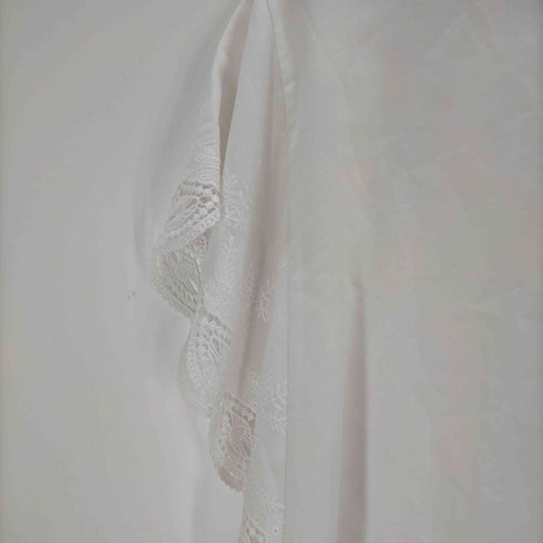 シップス エニィ SHIPS any LACE SLEEVE SQ BL レーススリーブブラウス レディース F