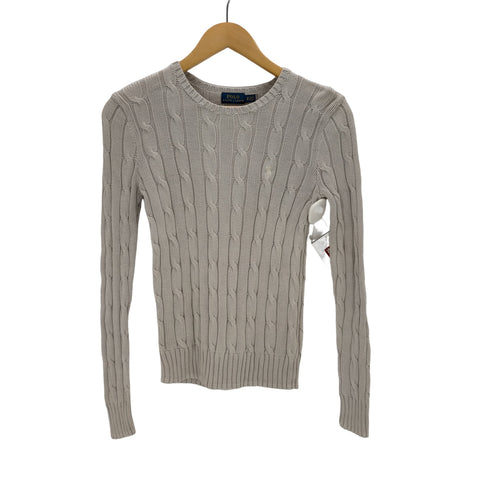 ポロラルフローレン POLO RALPH LAUREN スモールポニー刺繍 pima cotton クルーネック ケーブルニット レディース import:XS