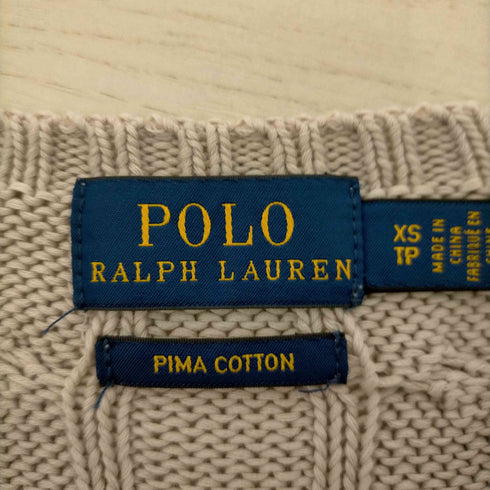 ポロラルフローレン POLO RALPH LAUREN スモールポニー刺繍 pima cotton クルーネック ケーブルニット レディース import:XS