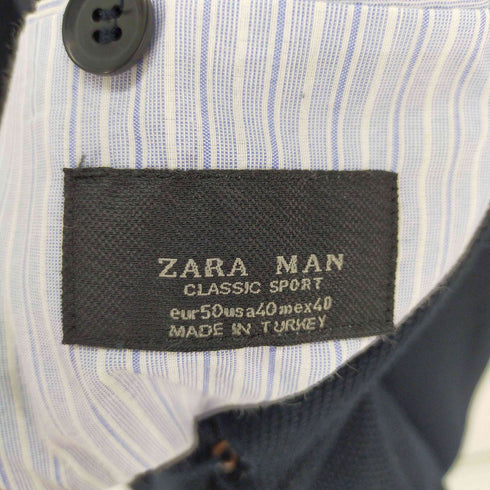 ザラマン ZARA MAN 裏地ストライプ2Bテーラードジャケット エルボーパッチ メンズ US:40