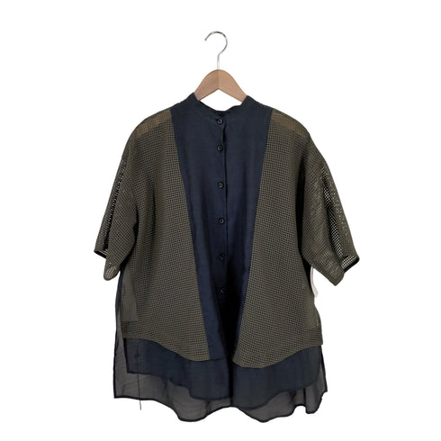 Parc.1 メッシュ切替 バンドカラーS/Sシャツ レディース JPN:1