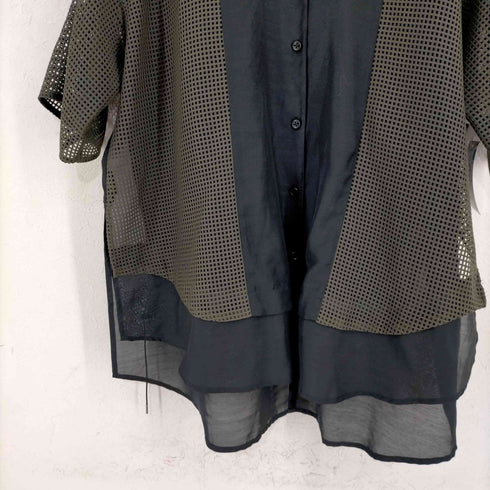 Parc.1 メッシュ切替 バンドカラーS/Sシャツ レディース JPN:1