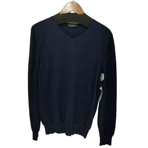 ロッソアルティジャーノ ROSSO ARTIGIANO ウール100% Vネックニット MADE IN ITALY メンズ 46