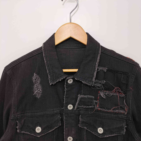 フルギ 666 ダメージ加工 デニムジャケット トラッカー ブラックデニム BLACKDENIM メンズ
