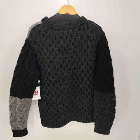 ジョンブル Johnbull 編み込みパッチワークニット 厚手 バイカラー メンズ M