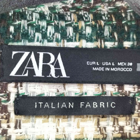 ザラ ZARA ツイード ジャケット ステンカラー チェック レディース us l