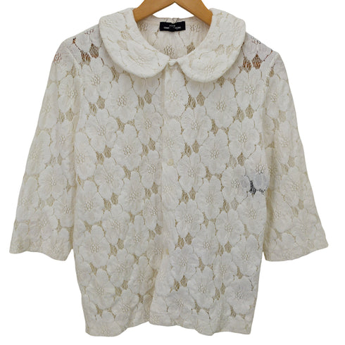 トリココムデギャルソン tricot COMME des GARCONS AD2019 ピーターパンカラーフラワーレースシャツ レディース JPN:M