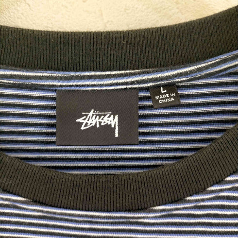 ステューシー Stussy 21SS MINI STRIPE CREW 片ポケミニボーダーTシャツ メンズ JPN:L