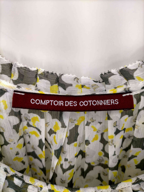 コントワーデコトニエ COMPTOIR DES COTONNIERS フラワープリントフリルカラーノースリーブブラウス レディース 7