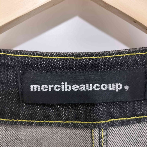 メルシーボークー mercibeaucoup ノーカラーデニムジャケット フェイスボタン リブ切替 レディース JPN:1