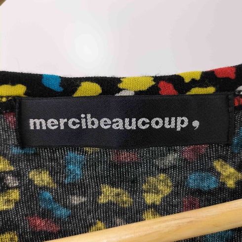 メルシーボークー mercibeaucoup 総柄 ボートネック ノースリーブカットソー レディース JPN:1