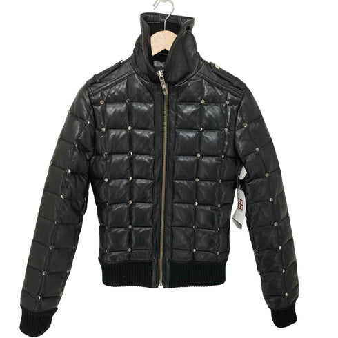 ロックアンドリパブリック Rock&Republic ラムレザーダウンジャケット フルジップ スタッズ ハイネック レディース JPN:XS