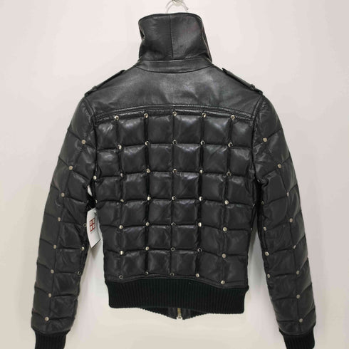 ロックアンドリパブリック Rock&Republic ラムレザーダウンジャケット フルジップ スタッズ ハイネック レディース JPN:XS