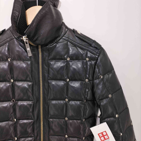 ロックアンドリパブリック Rock&Republic ラムレザーダウンジャケット フルジップ スタッズ ハイネック レディース JPN:XS