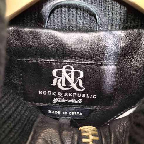 ロックアンドリパブリック Rock&Republic ラムレザーダウンジャケット フルジップ スタッズ ハイネック レディース JPN:XS
