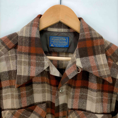 ペンドルトン PENDLETON USA製 デカ襟 チェック柄 開襟ネルシャツ メンズ import:M
