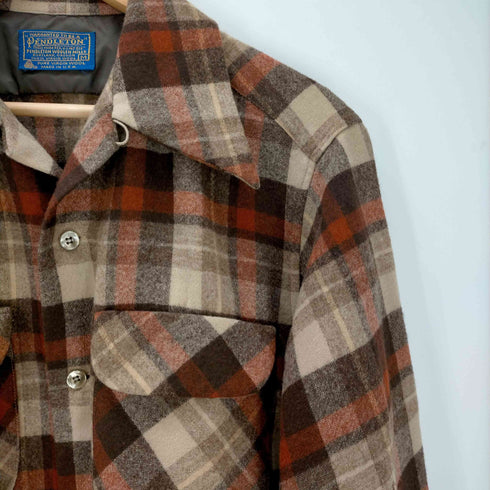 ペンドルトン PENDLETON USA製 デカ襟 チェック柄 開襟ネルシャツ メンズ import:M