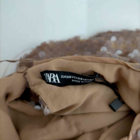 ザラ ZARA スパンコールクロップドトップス フルレングスパンツ セットアップ レディース XS
