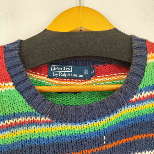 ポロバイラルフローレン Polo by RALPH LAUREN ボーダークルーネックコットンニット メンズ LL