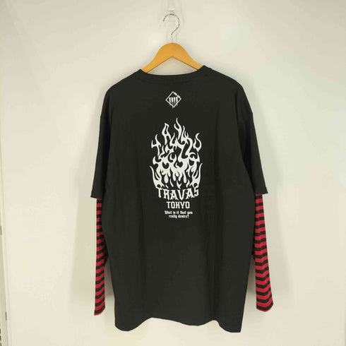 トラヴァストウキョウ TRAVAS TOKYO Punkish bear layered border L/S Tee レイヤードボーダーくまプリントロングスリーブカットソー レディース FREE