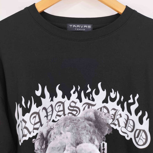 トラヴァストウキョウ TRAVAS TOKYO Punkish bear layered border L/S Tee レイヤードボーダーくまプリントロングスリーブカットソー レディース FREE