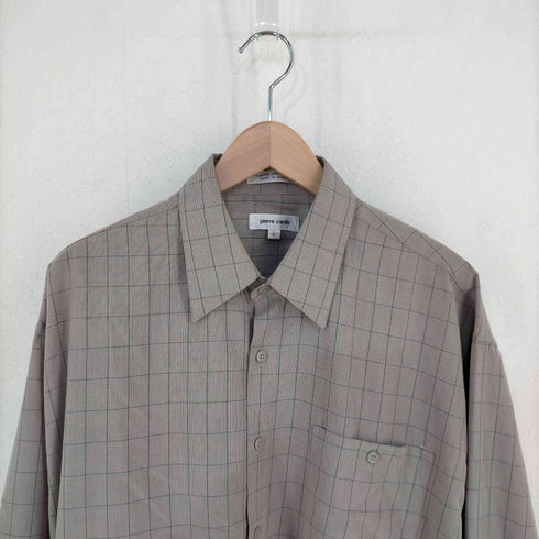 ピエールカルダン pierre cardin 片ポケ ポリレーヨン L/Sチェックシャツ メンズ import:L