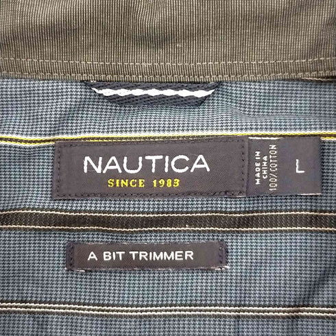 ノーティカ NAUTICA ロゴ刺繍ストライプボタンダウンシャツ メンズ import:L