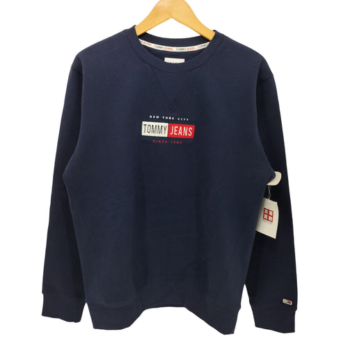トミージーンズ tommy jeans フロント刺繍Vガゼット 裏起毛クルーネックスウェット メンズ S